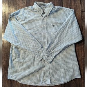 Ariat Shirt XXL Blue White Plaid Mens Flame Resistant Long Sleeve Cotton Shirt